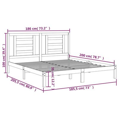 vidaXL Posteľný rám masívne drevo 180x200 cm 6FT Super King