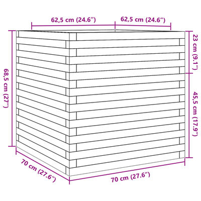 vidaXL Záhradný kvetináč 70x70x68,5 cm impregnovaná borovica