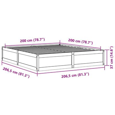 vidaXL Posteľ bez matraca biela 200x200 cm masívna borovica