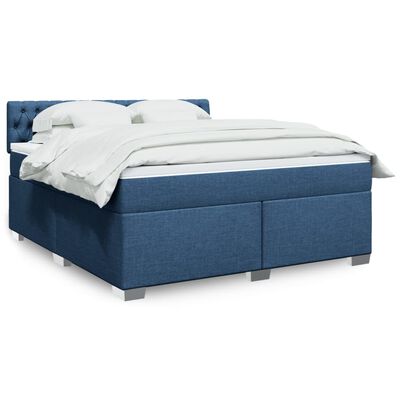 vidaXL Posteľný rám boxspring s matracom modrý 180x200 cm látka