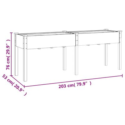 vidaXL Kvetináč s vložkou 203x53x76 cm jedľový masív