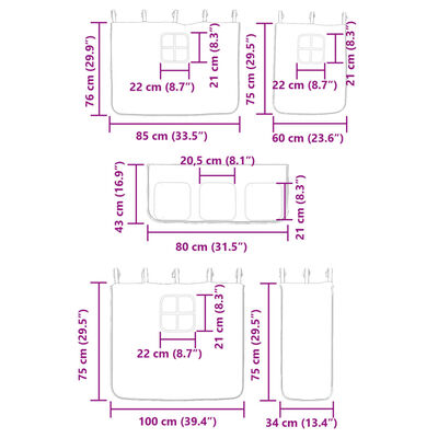 vidaXL Poschodová posteľ šmykľavka a závesy modrá 80x200 cm