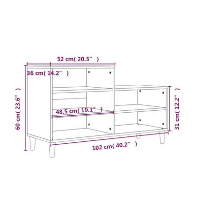 vidaXL Botník biely 102x36x60 cm spracované drevo