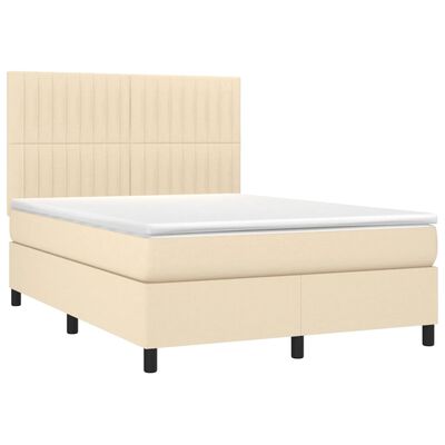 vidaXL Boxspring posteľ s matracom krémový 140x190 cm látka