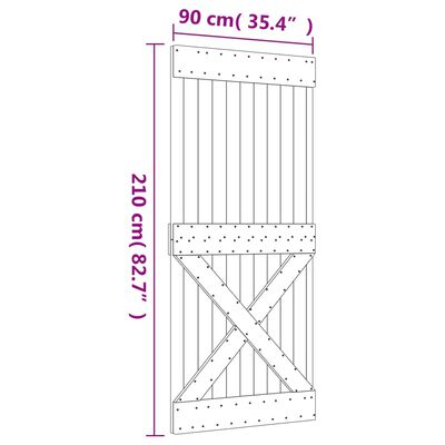 vidaXL Posuvné dvere so sadou kovania 90x210 cm borovicový masív