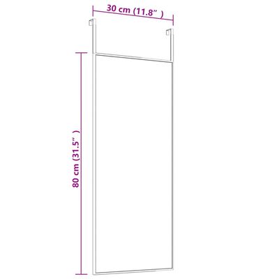 vidaXL Zrkadlo na dvere čierne 30x80 cm sklo a hliník