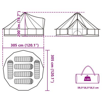 vidaXL Rodinný stan tipi 6 osôb sivo-oranžový vodeodolný