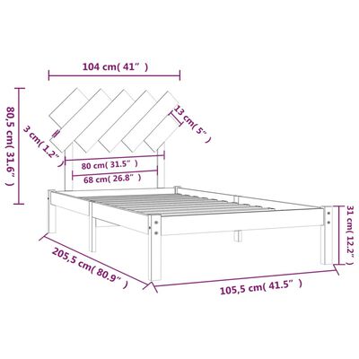 vidaXL Posteľný rám biely 100x200 cm masívne drevo