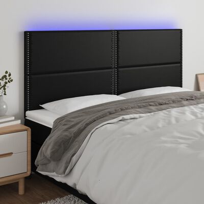 vidaXL Čelo postele s LED čierne 180x5x118/128 cm umelá koža