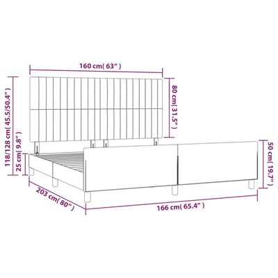 vidaXL Rám postele bez matraca tmavomodrý 160x200 cm zamat