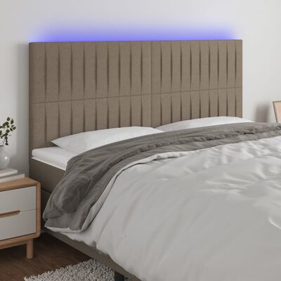 vidaXL Čelo postele s LED sivohnedé 200x5x118/128 cm látka