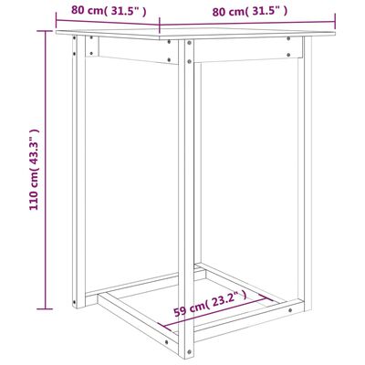 vidaXL Barový stolík 80x80x110 cm borovicový masív