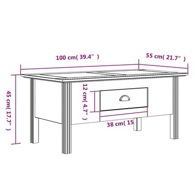 vidaXL Konferenčný stolík BODO bielo-hnedý 100x55x46 cm borovic. masív