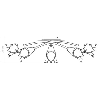 vidaXL Stropná lampa+sklenené tienidlá na 5 žiaroviek E14, tulipán