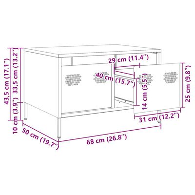 vidaXL TV skrinka biela 68x50x43,5 cm oceľ valcovaná za studena