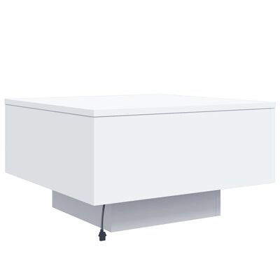 vidaXL Konferenčný stolík s LED svetlami biely 55x55x31 cm