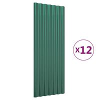 vidaXL Strešné panely 12 ks práškovaná oceľ zelená 100x36 cm