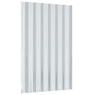 vidaXL Strešné panely 12 ks práškovaná oceľ strieborné 60x36 cm