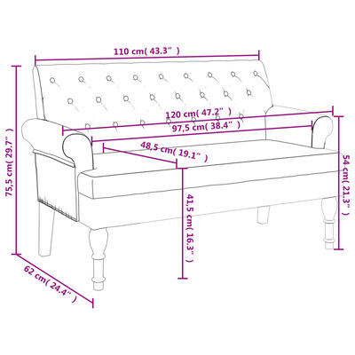 vidaXL Lavička s operadlom tmavozelená 120x62x75,5 cm látka