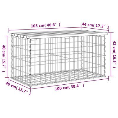 vidaXL Záhradná lavica gabiónový dizajn 103x44x42 cm masívny douglas