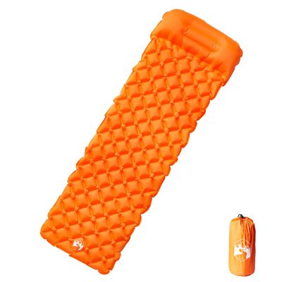vidaXL Nafukovací kempingový matrac s vankúšom, 1 osoba, oranžový