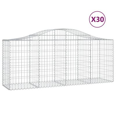 vidaXL Oblúkové gabionové koše 30 ks 200x50x80/100 cm pozink. železo