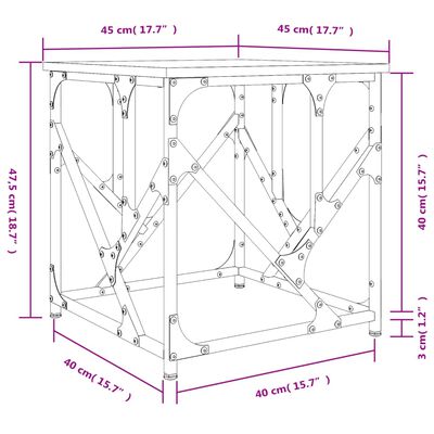 vidaXL Konferenčný stolík dymový dub 45x45x47,5 cm kompozitné drevo