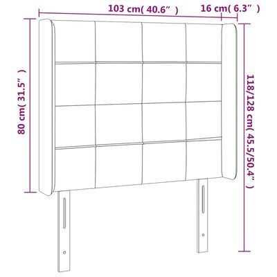 vidaXL Čelo postele s LED tmavomodré 103x16x118/128 cm zamat