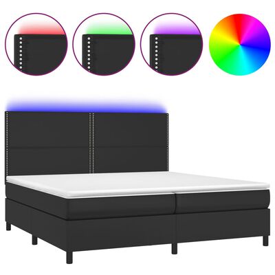 vidaXL Boxspring posteľ s matracom a LED čierna 200x200 cm umelá koža