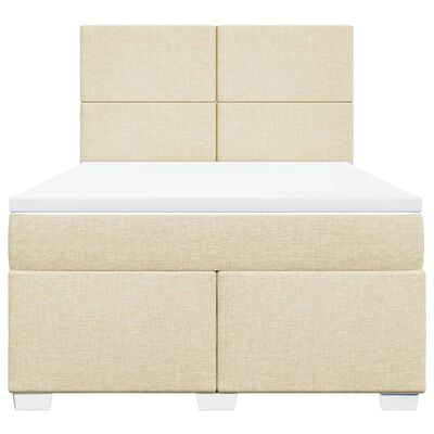 vidaXL Posteľný rám boxspring s matracom krémový 160x200 cm látka