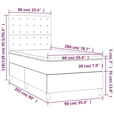 vidaXL Boxspring posteľ s matracom sivá 90x200 cm umelá koža