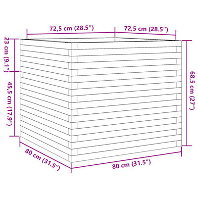 vidaXL Záhradný kvetináč 80x80x68,5 cm impregnovaná borovica