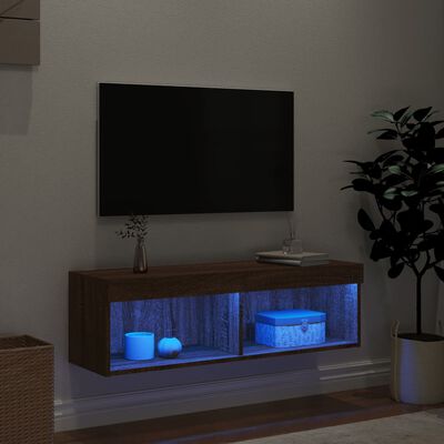 vidaXL TV skrinka s LED svetlami hnedý dub 100x30x30 cm