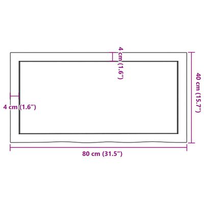 vidaXL Nástenná polica tmavohnedá 80x40x(2-4) cm ošetrený dubový masív