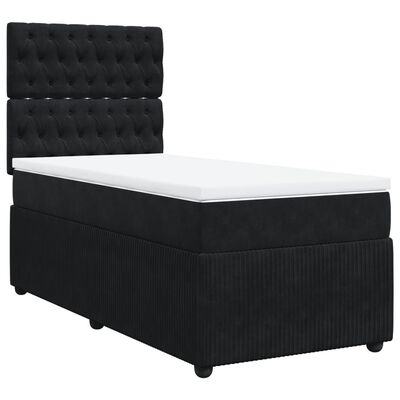 vidaXL Posteľný rám boxspring s matracom čierny 90x190 cm zamat