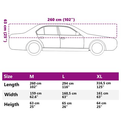 vidaXL Polovičná plachta na auto s háčikmi strieborná M