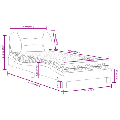 vidaXL Posteľ s matracom biela 80x200 cm umelá koža