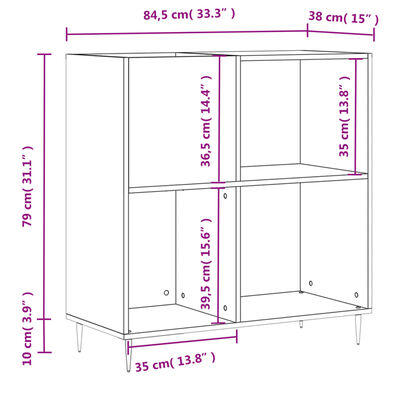 vidaXL Skrinka na platne čierna 84,5x38x89 cm kompozitné drevo