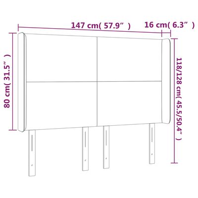 vidaXL Čelo postele s LED tmavozelené 147x16x118/128 cm zamat