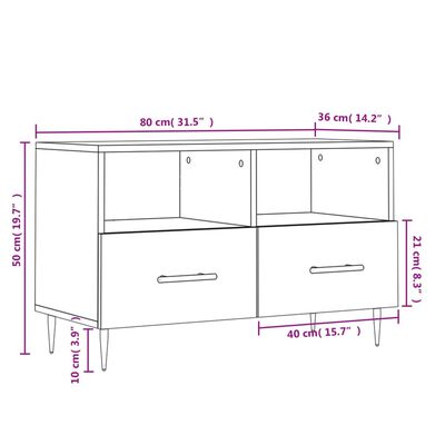 vidaXL TV skrinka biela 80x36x50 cm spracované drevo