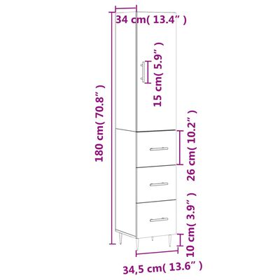 vidaXL Vysoká skrinka dub sonoma 34,5x34x180 cm spracované drevo