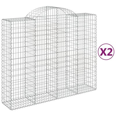 vidaXL Oblúkové gabiónové koše 2ks 200x50x160/180cm pozinkované železo