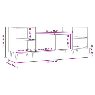 vidaXL TV skrinka sivý dub sonoma 160x35x55 cm spracované drevo