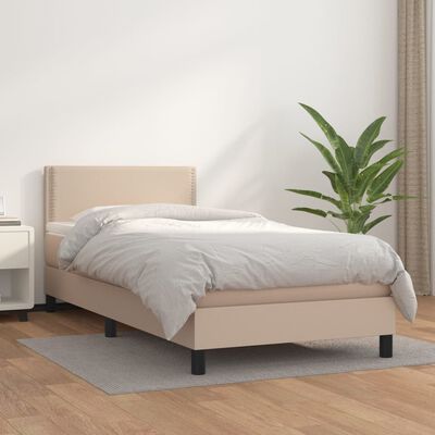 vidaXL Boxspring posteľ s matracom kapučínová 90x200 cm umelá koža