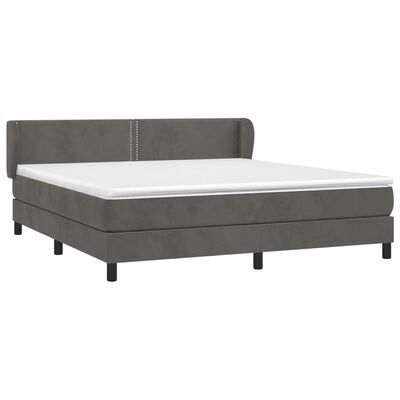 vidaXL Posteľný rám boxspring s matracom tmavosivý 180x200 cm zamat