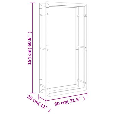 vidaXL Stojan na krbové drevo 80x28x154 cm nehrdzavejúca oceľ