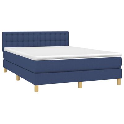 vidaXL Posteľný rám boxspring s matracom modrý 140x200 cm látka