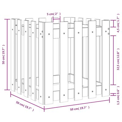 vidaXL Záhradný kvetináč s dizajnom plotu 50x50x50 cm masívny douglas