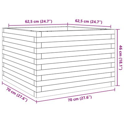 vidaXL Záhradný kvetináč 70x70x46 cm impregnovaná borovica