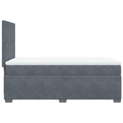 vidaXL Posteľný rám boxspring s matracom tmavosivý 90x190 cm zamat